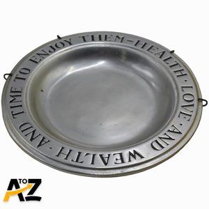 Vintage Wilton RWP Pewter 'Health Love and Wealth & Time To Enjoy Them' Plate